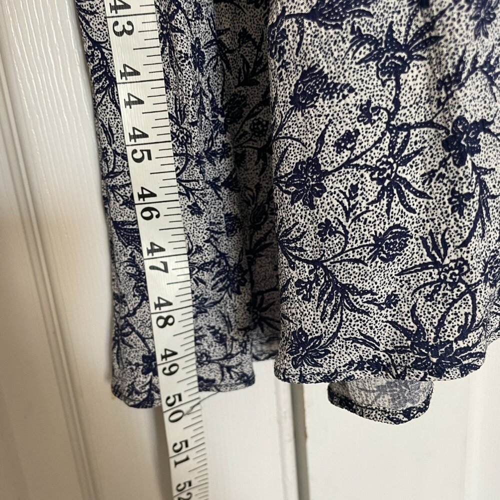 Vintage J.Jill LTD Maxi Dress Small Blue White Floral Sleeveless Rayon USA Made - Picture 10 of 14